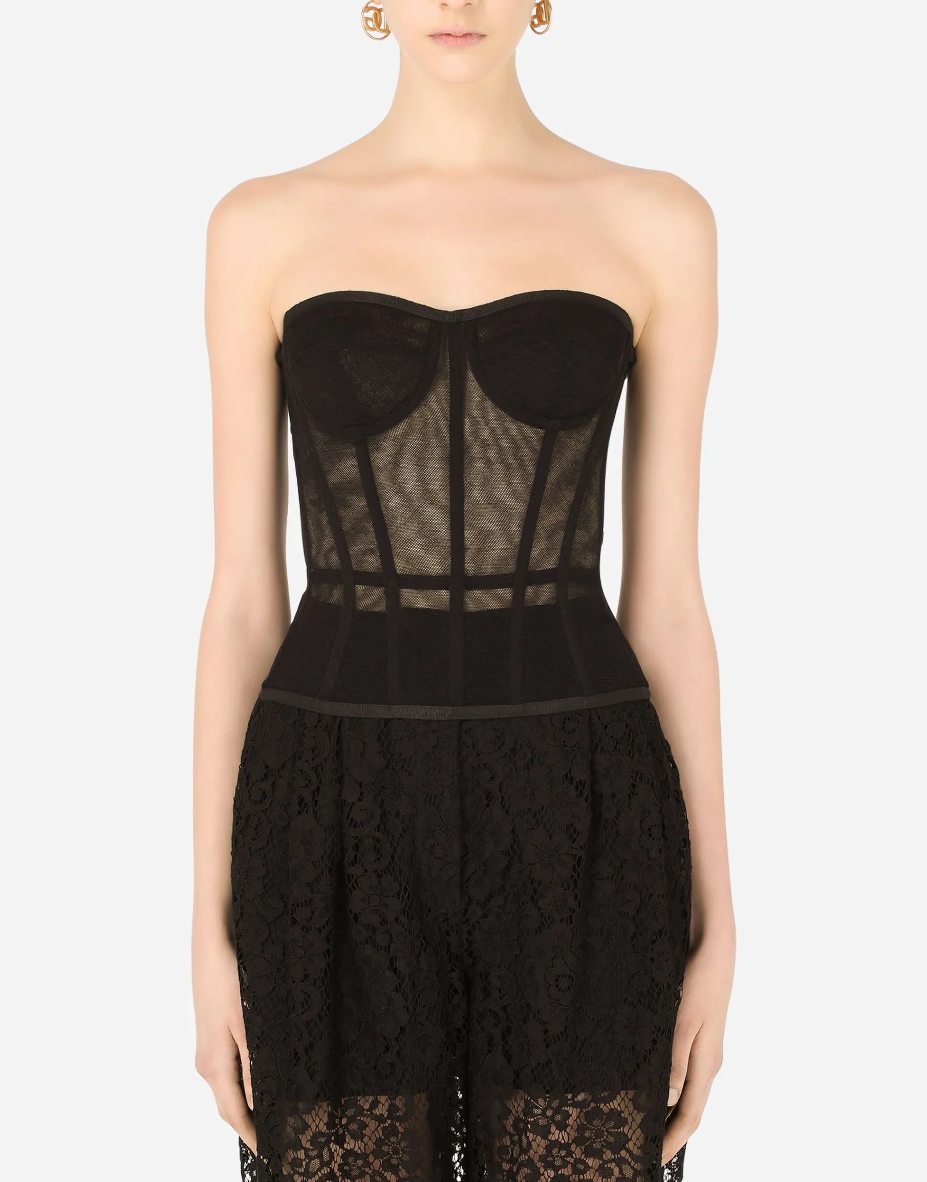 Cotton tulle bustier top