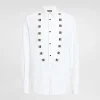 Cotton tuxedo shirt with bejeweled appliqués