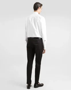 Cotton tuxedo shirt with bejeweled appliqués