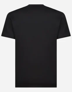 Cotton V-neck T-shirt with branded tag