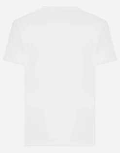 Cotton V-neck T-shirt with branded tag