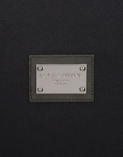 Cotton V-neck T-shirt with branded tag
