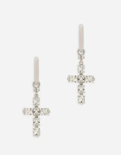 Creole earrings with crystal cross