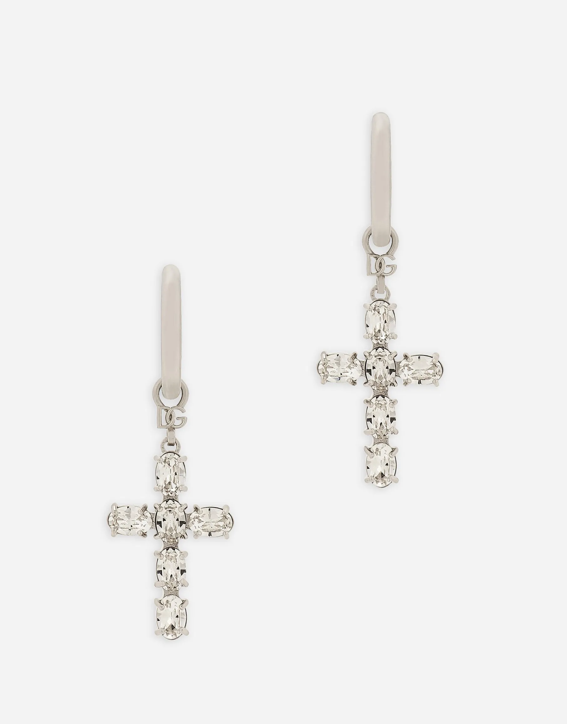Creole earrings with crystal cross