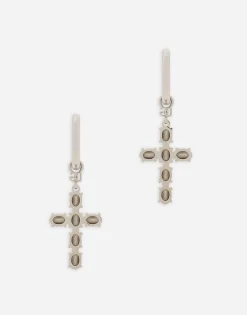 Creole earrings with crystal cross