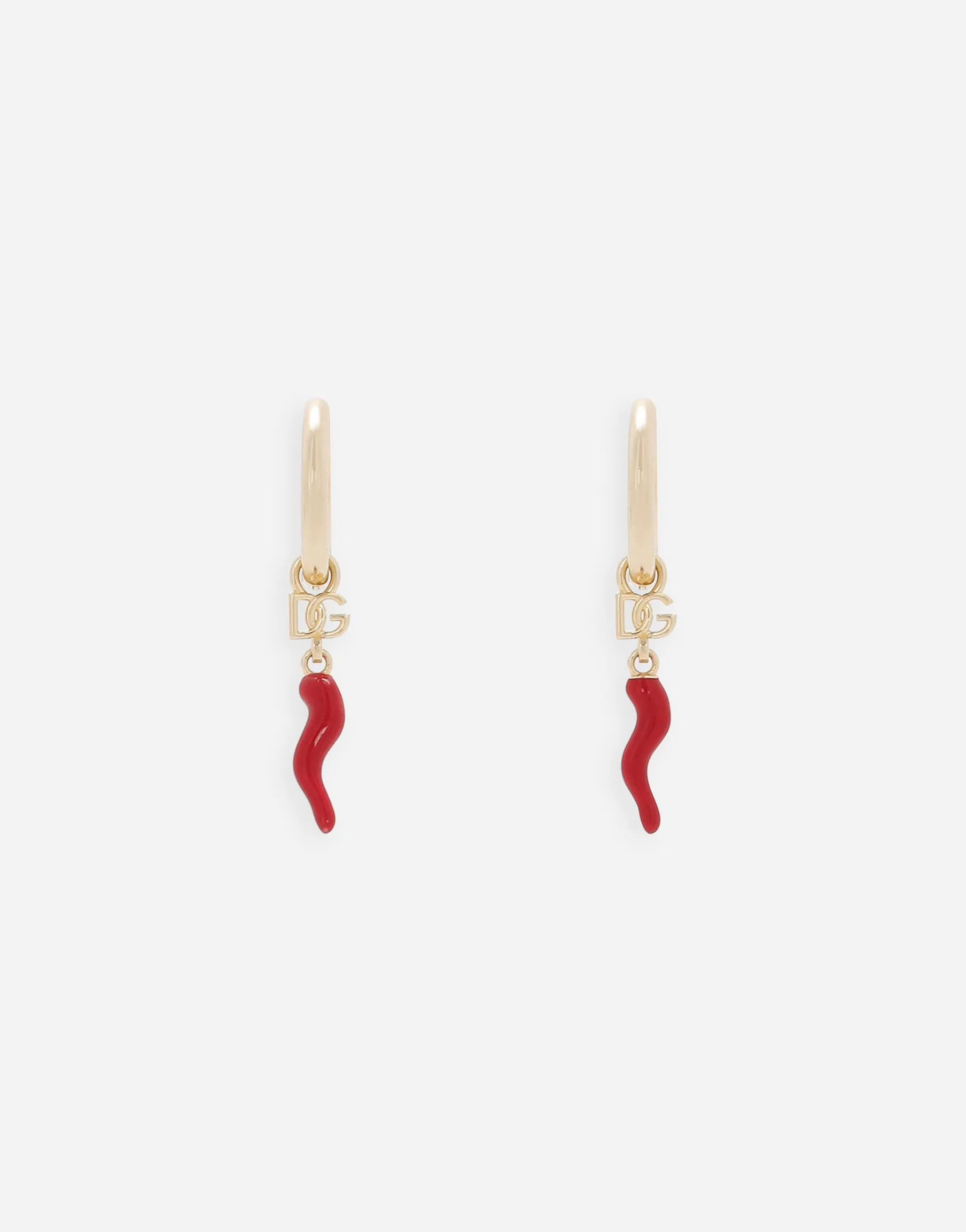 Creole earrings with horn