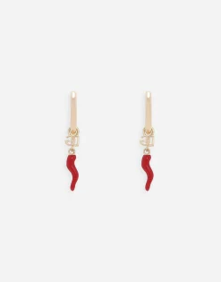 Creole earrings with horn