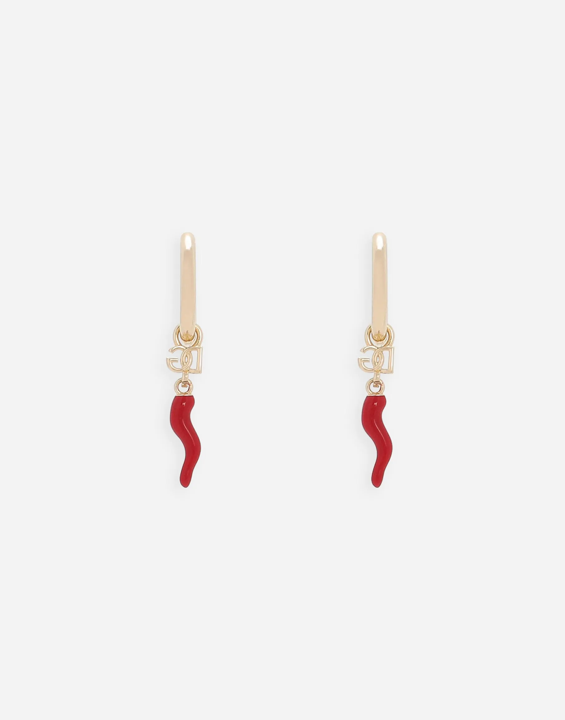 Creole earrings with horn