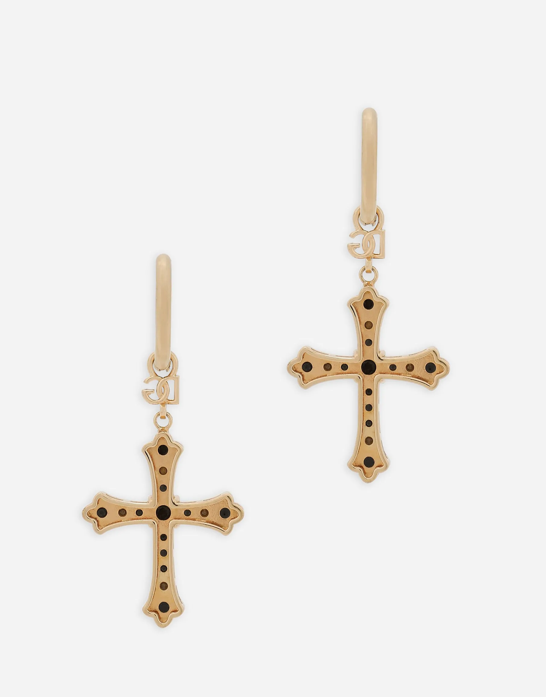 Creole earrings with rhinestone crosses