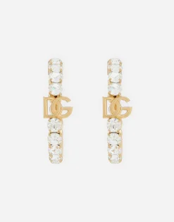 Creolla earrings with DG logo and rhinestones