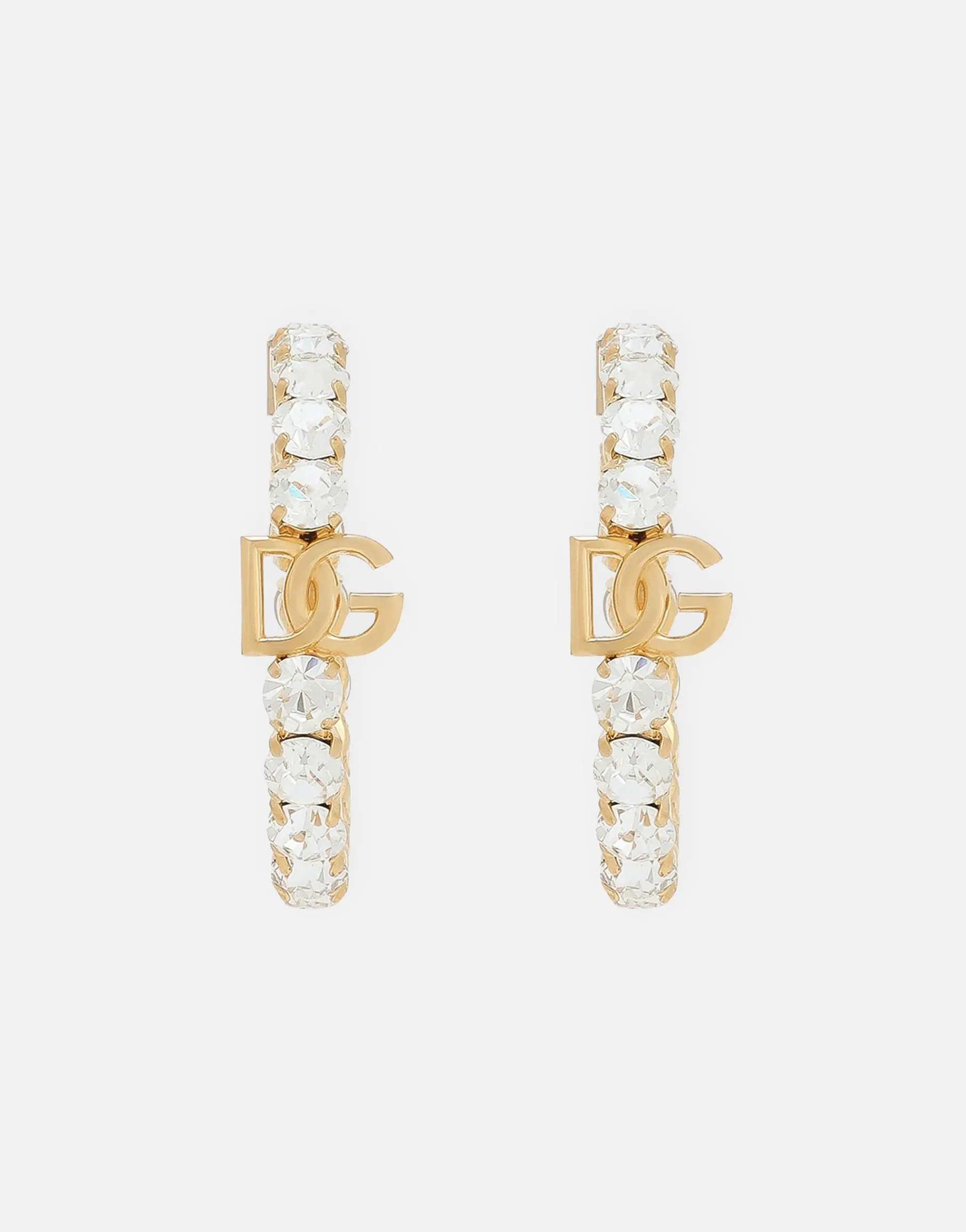 Creolla earrings with DG logo and rhinestones