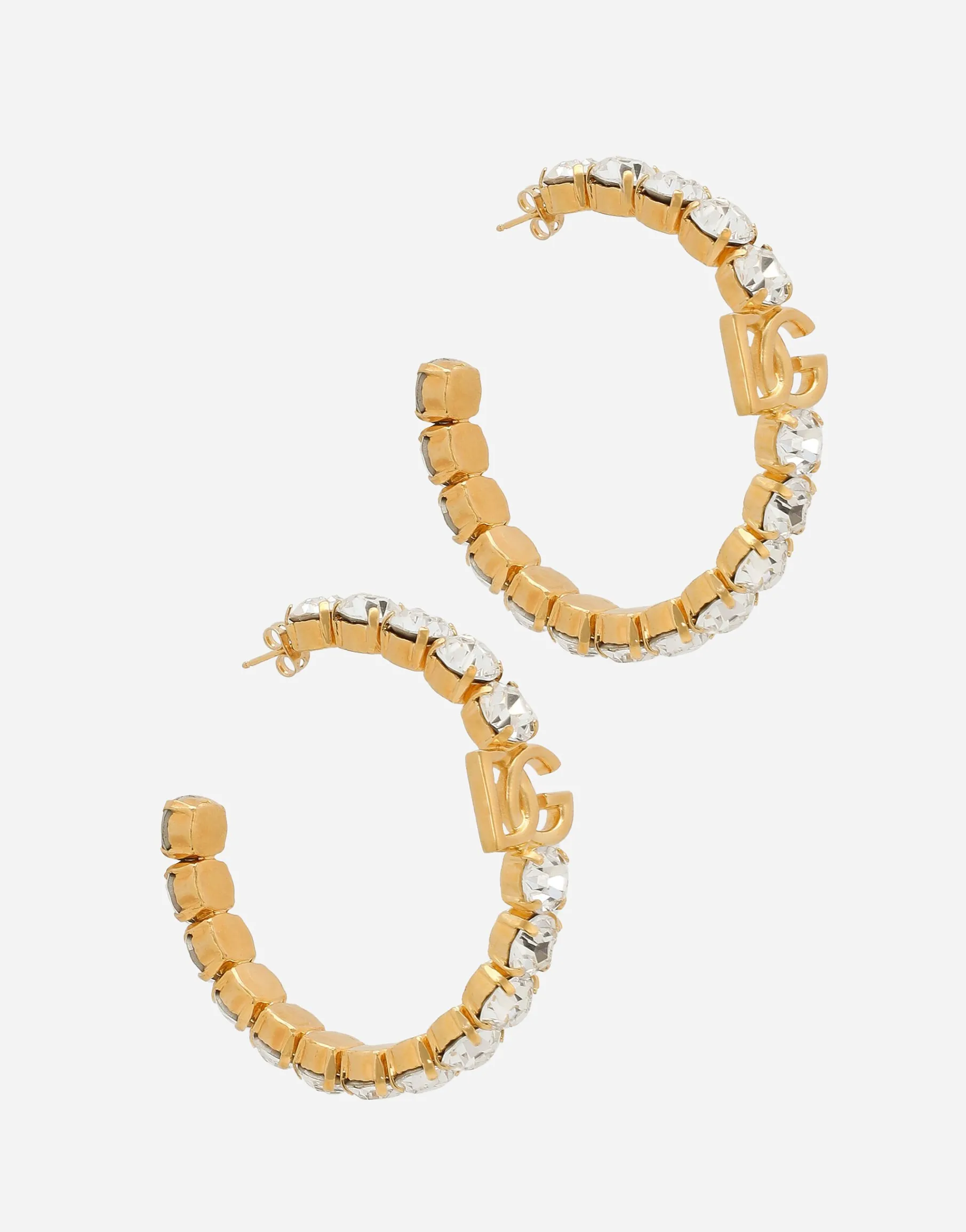 Creolla earrings with DG logo and rhinestones