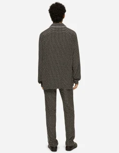 Crepe de chine jogging pants with DG logo print