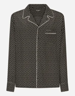 Crepe de chine shirt with DG logo print