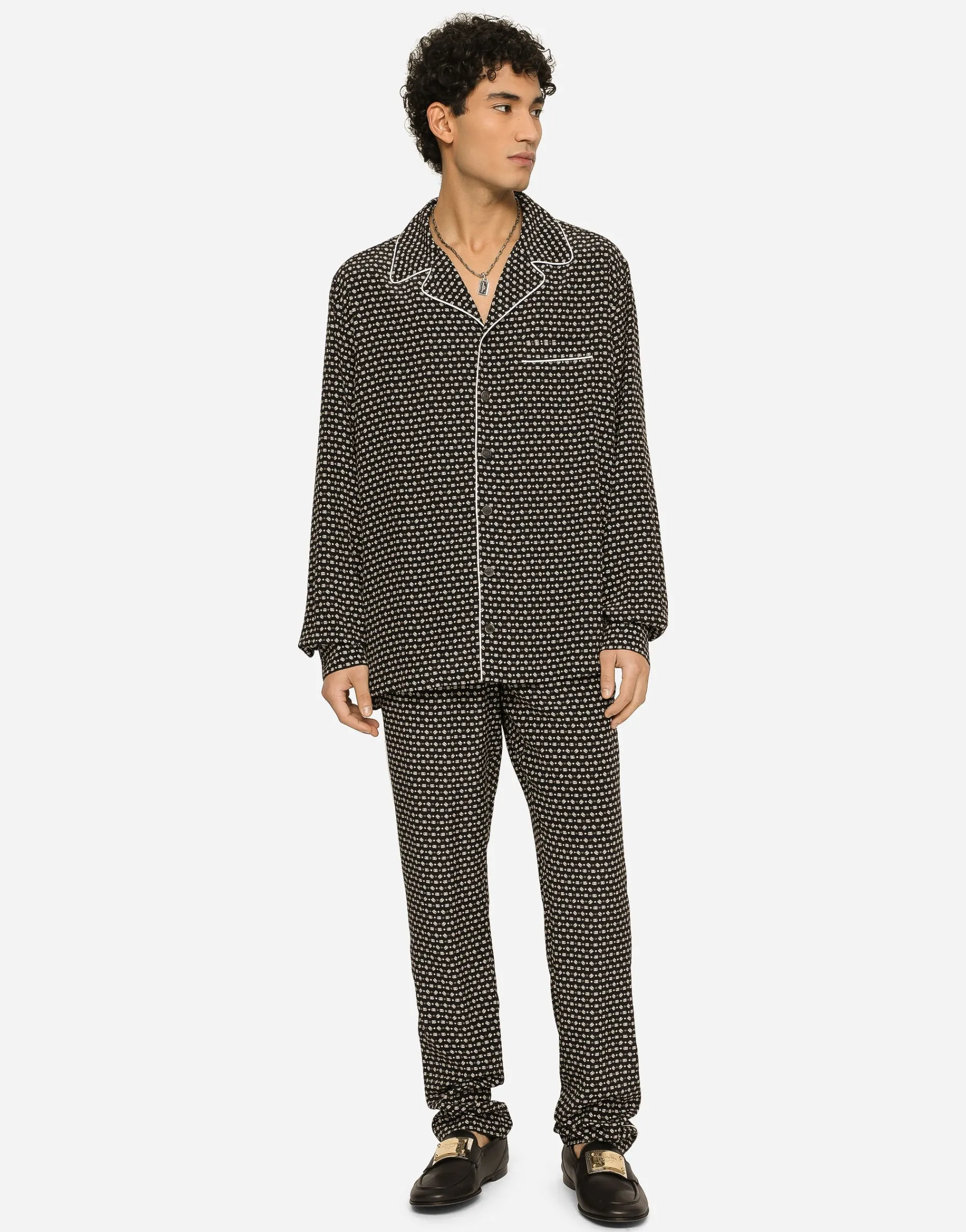 Crepe de chine shirt with DG logo print