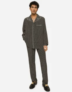 Crepe de chine shirt with DG logo print