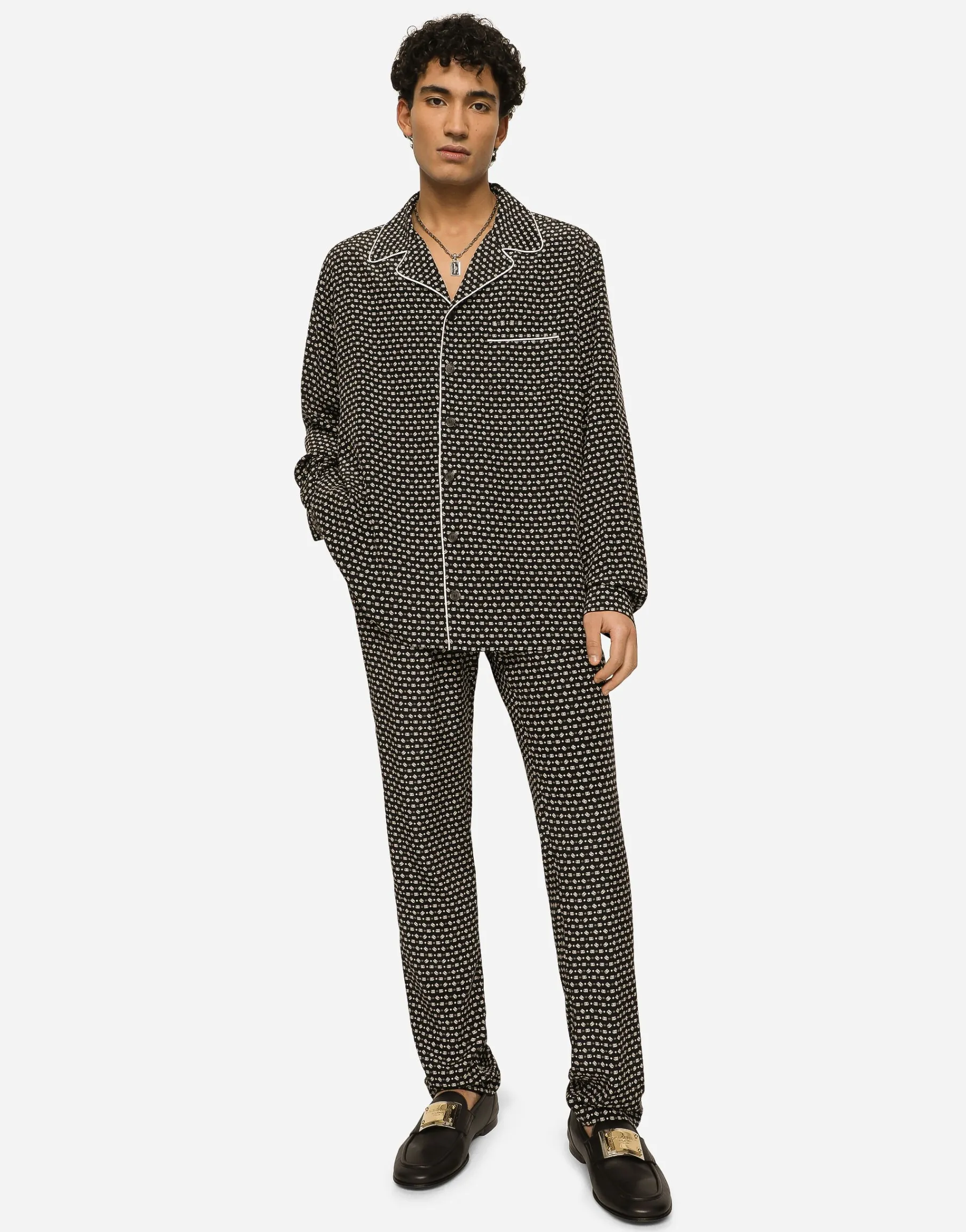 Crepe de chine shirt with DG logo print