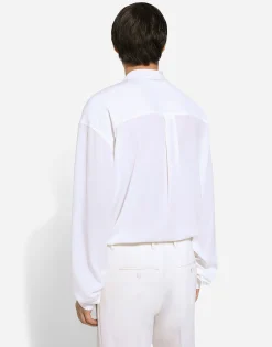 Crepe de chine silk shirt with scarf detail