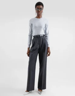 Crew-neck sweater with sequin embellishment