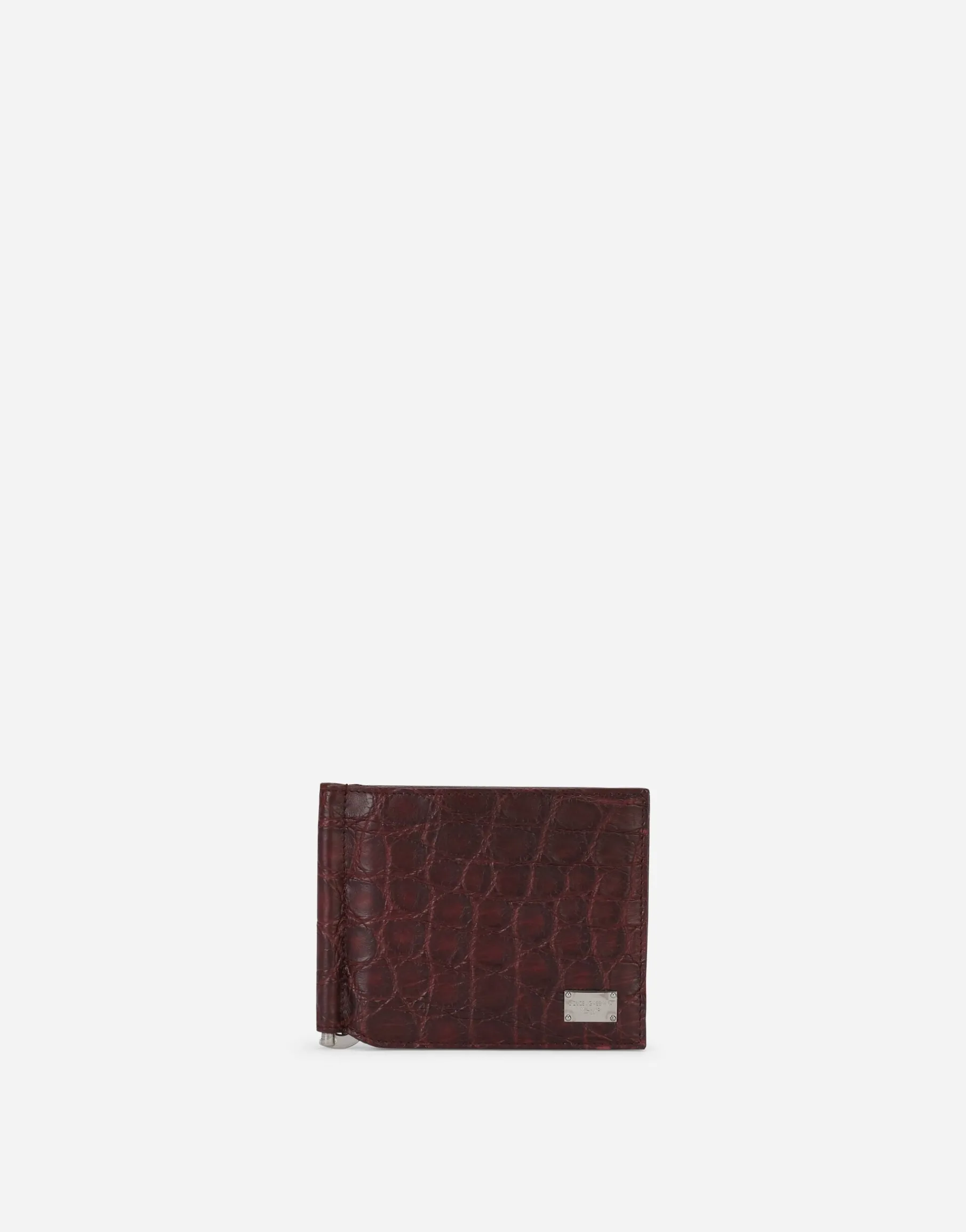 Crocodile bifold wallet with moneyclip and branded tag
