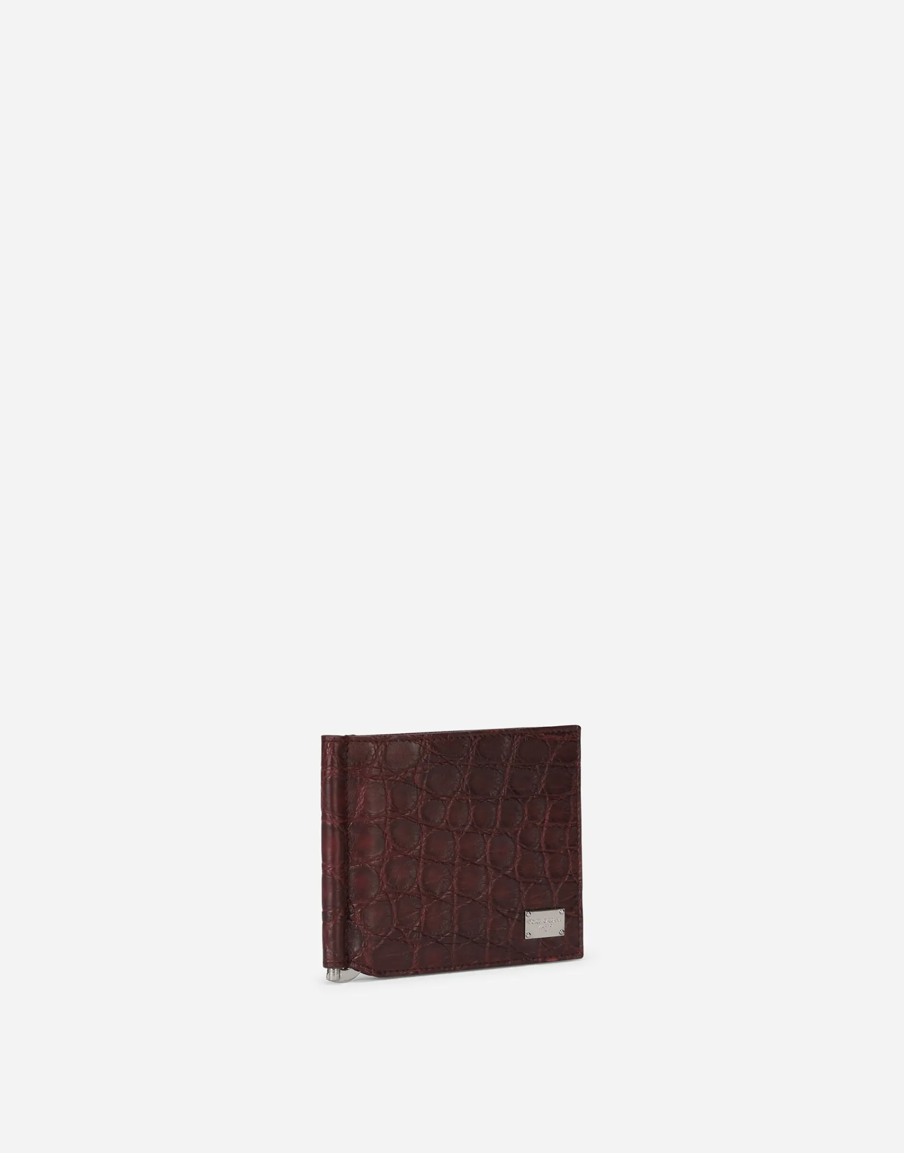 Crocodile bifold wallet with moneyclip and branded tag