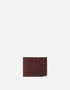 Crocodile bifold wallet with moneyclip and branded tag