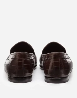 Crocodile nappa slip-on shoes