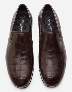 Crocodile nappa slip-on shoes