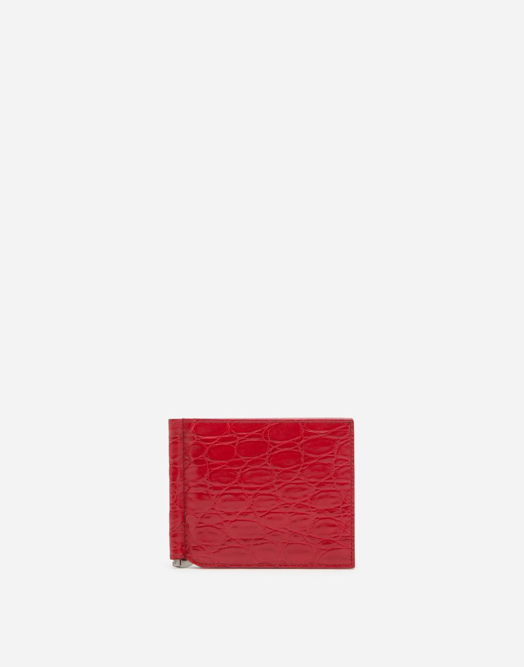 Crocodile skin bifold wallet with money clip