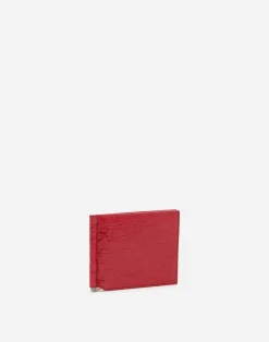Crocodile skin bifold wallet with money clip