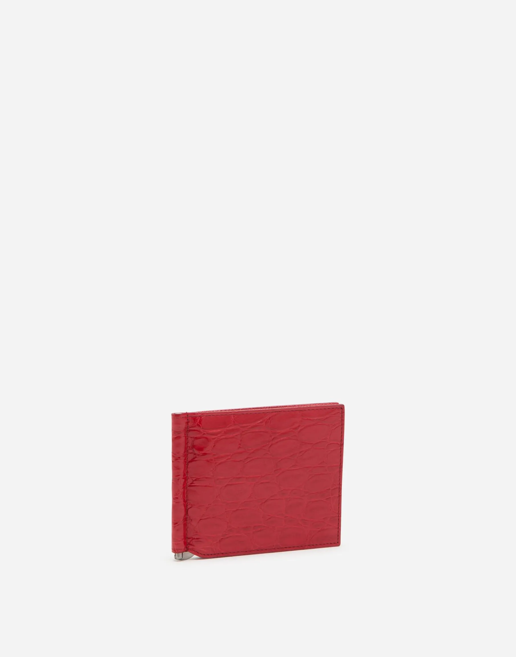 Crocodile skin bifold wallet with money clip