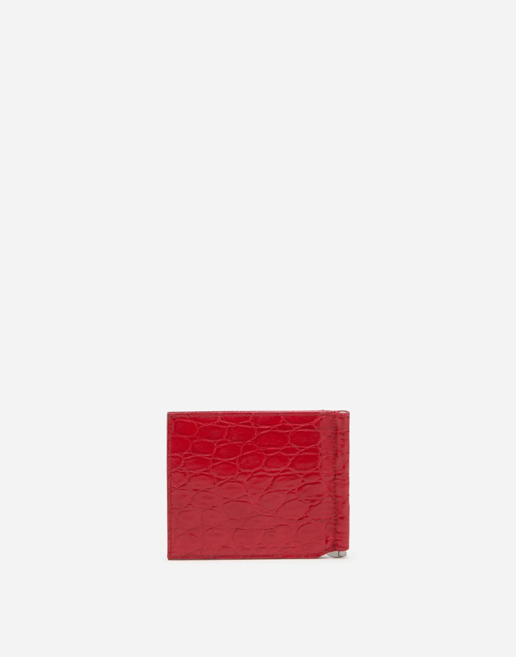 Crocodile skin bifold wallet with money clip