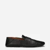 Crocodile-print calfskin driver shoes