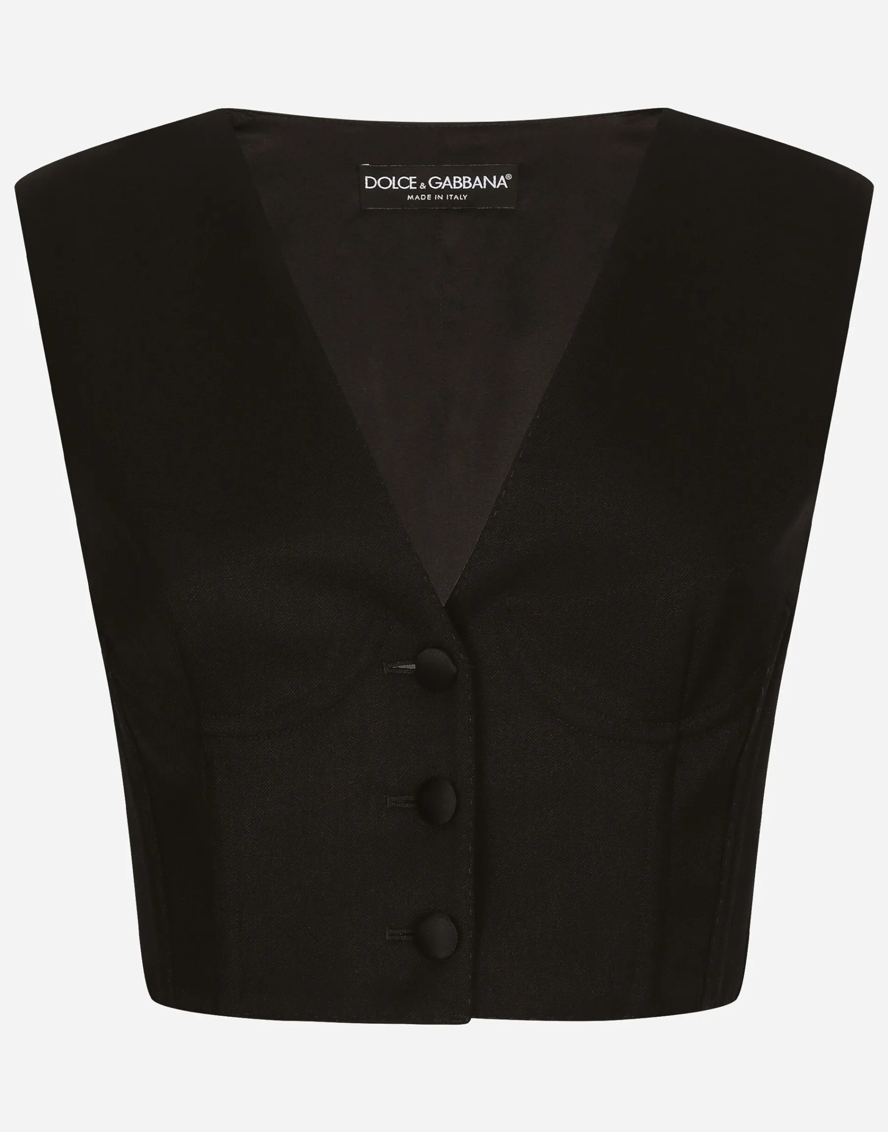 Cropped cady waistcoat with corset details