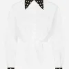 Cropped cotton poplin shirt with knot detail and polka-dot print