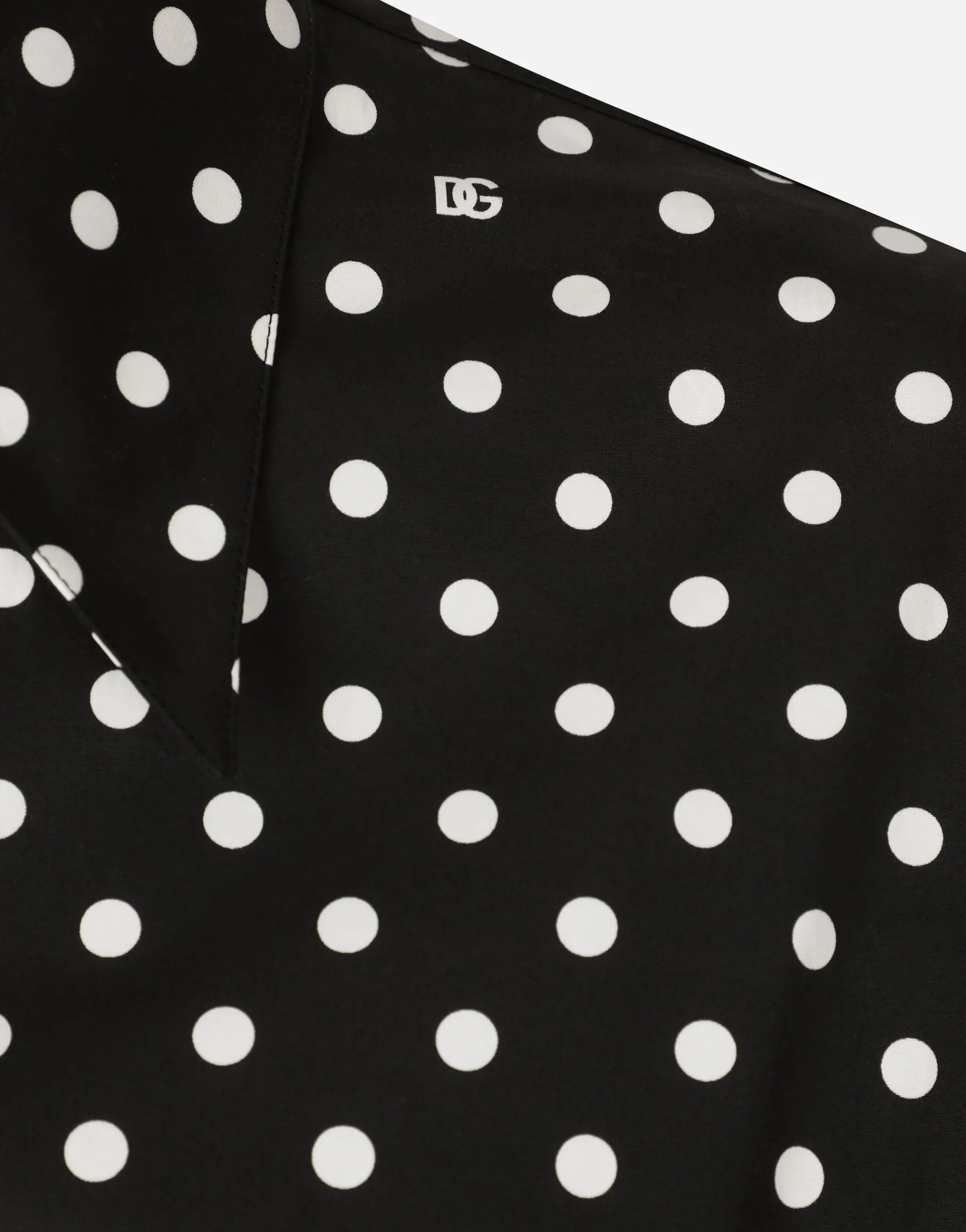 Cropped cotton poplin shirt with knot detail and polka-dot print
