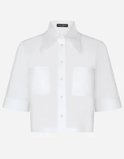 Cropped cotton shirt