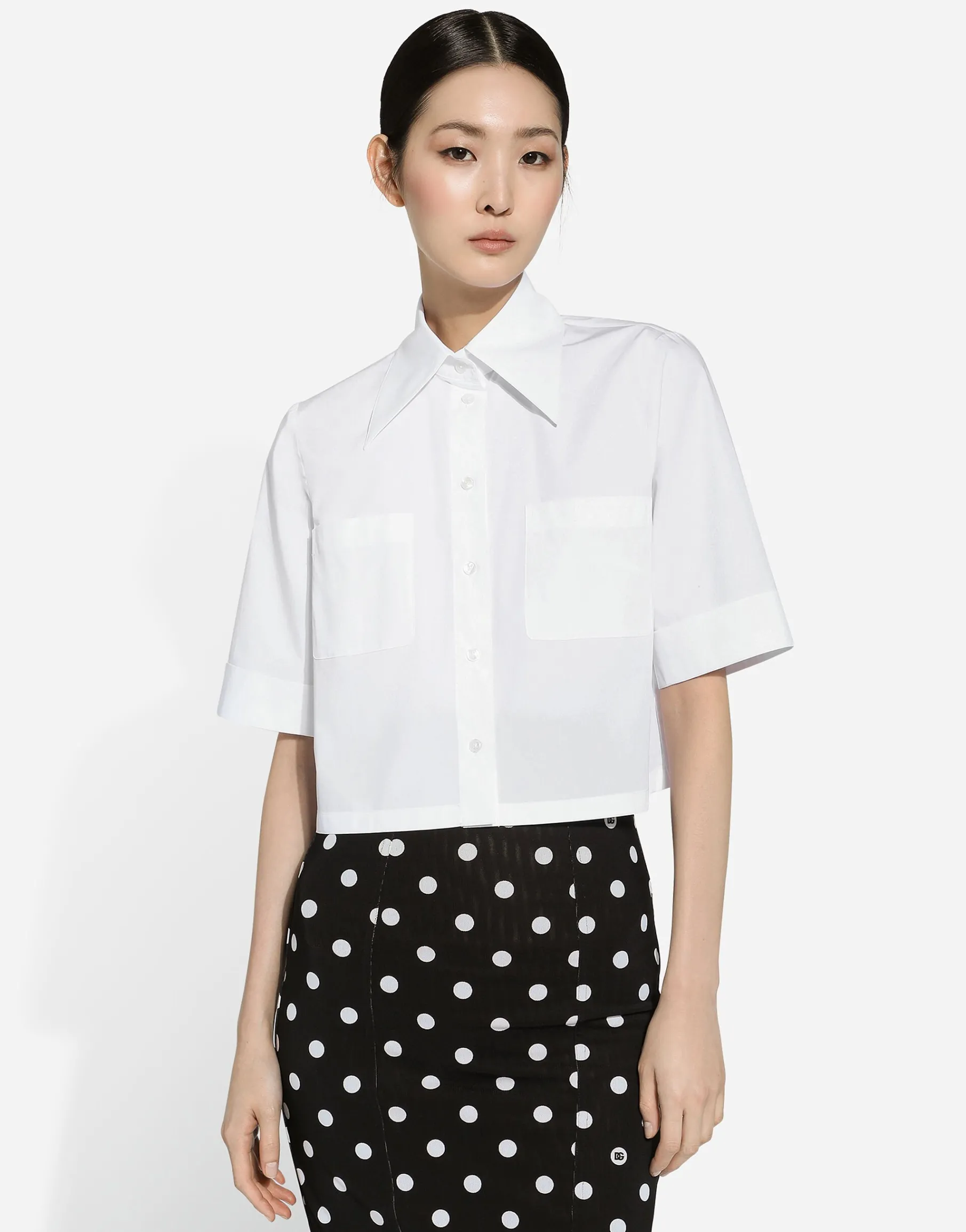 Cropped cotton shirt
