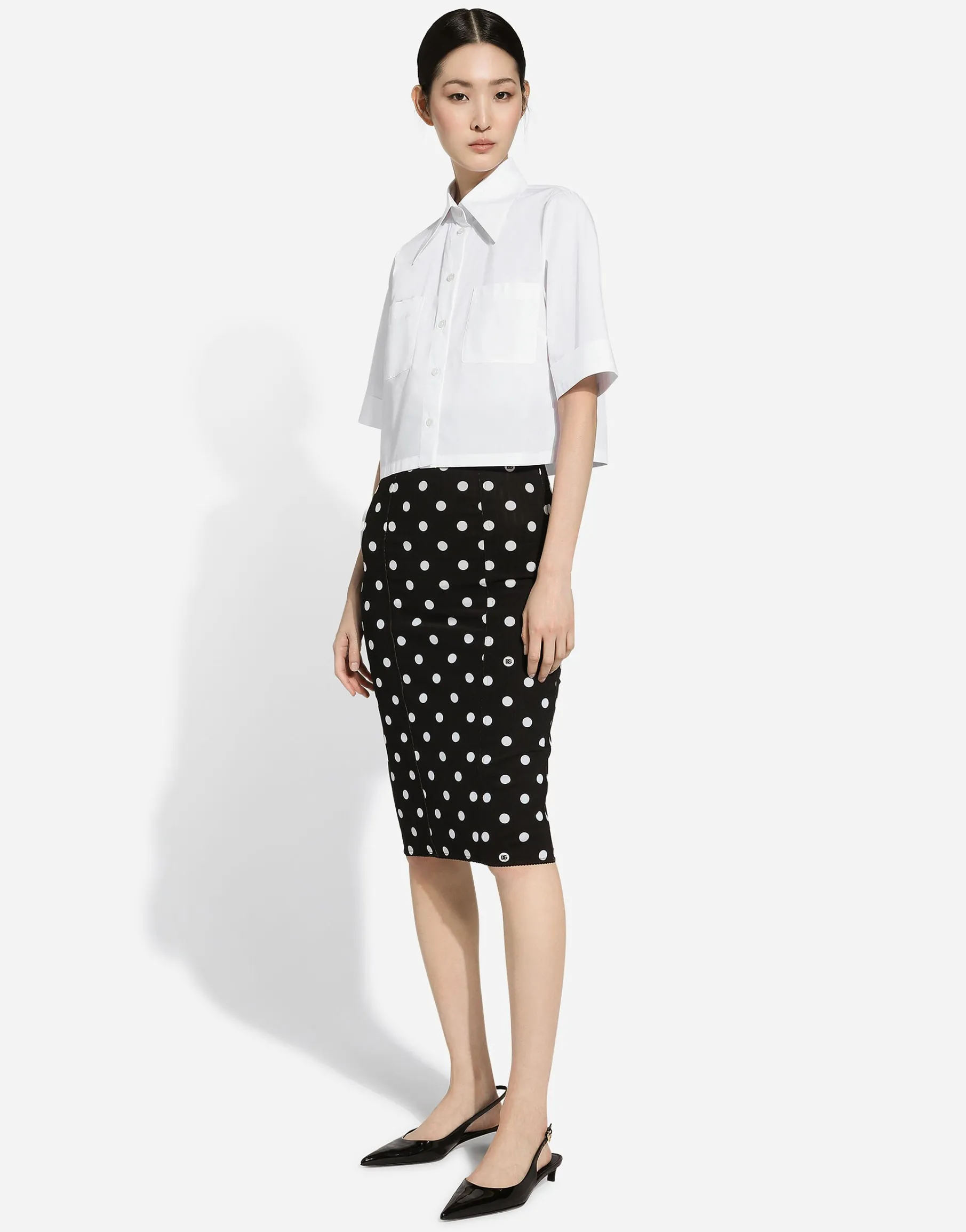 Cropped cotton shirt