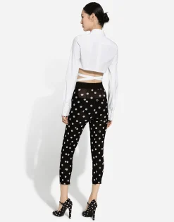 Cropped cotton shirt with criss-crossing laces