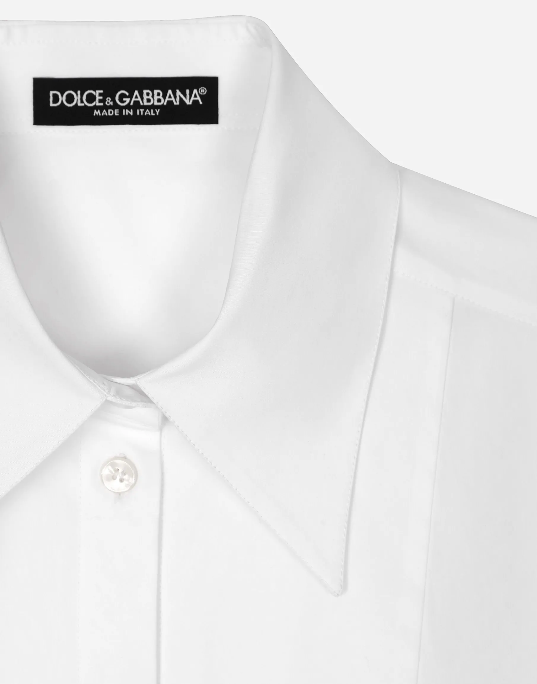 Cropped cotton shirt with criss-crossing laces