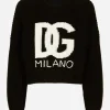 Cropped fisherman’s rib sweater with DG logo