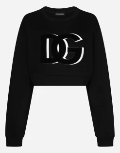 Cropped jersey sweatshirt with DG logo patch