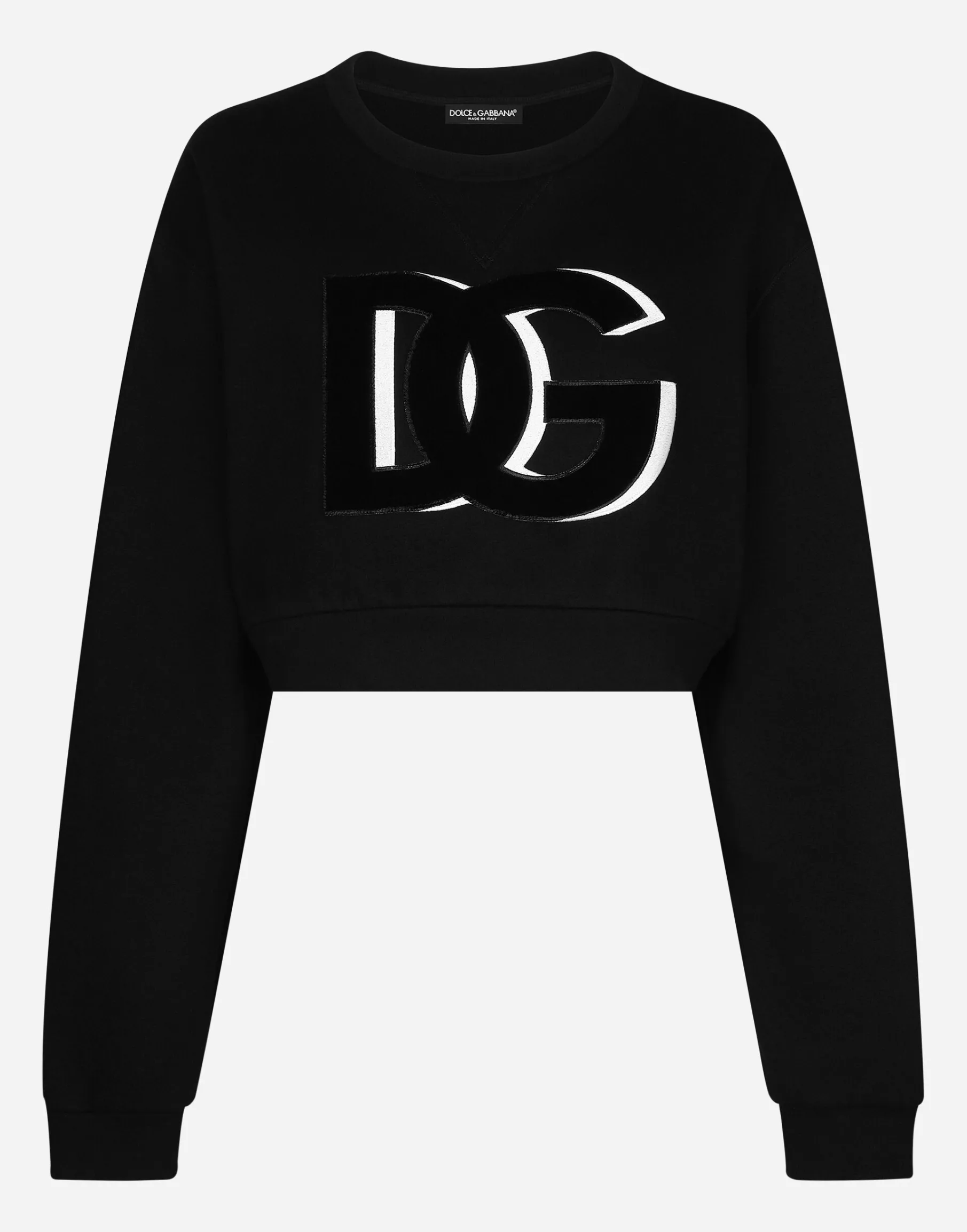Cropped jersey sweatshirt with DG logo patch
