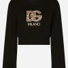 Cropped jersey sweatshirt with embroidered DG patch