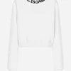 Cropped jersey sweatshirt with logo embroidery on neck