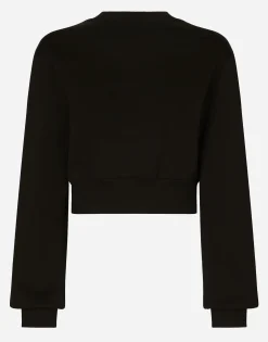 Cropped jersey sweatshirt with embroidered DG patch