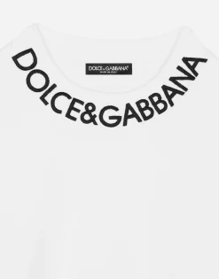 Cropped jersey sweatshirt with logo embroidery on neck