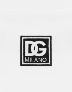 Cropped jersey sweatshirt with logo embroidery on neck