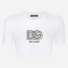 Cropped jersey T-shirt with DG lettering